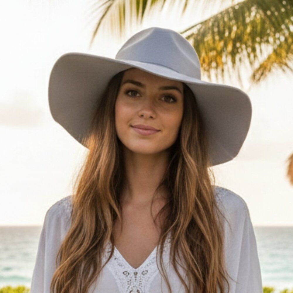 BCBGeneration Gray Wool Wide Brim Hat NWOT | Boho Fedora 15”